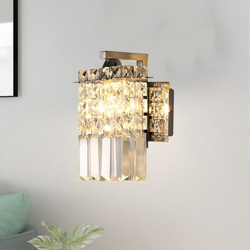 Azura | Rectangular wall lamp crystal block wall sconce in chrome with crystal rod draping