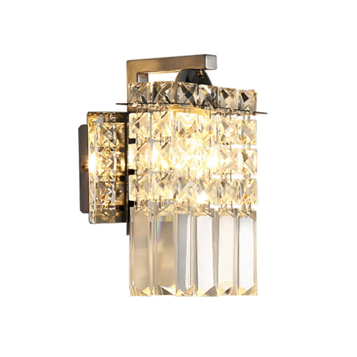 Azura | Rectangular wall lamp crystal block wall sconce in chrome with crystal rod draping