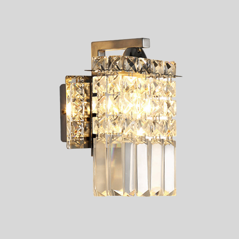 Azura | Rectangular wall lamp crystal block wall sconce in chrome with crystal rod draping