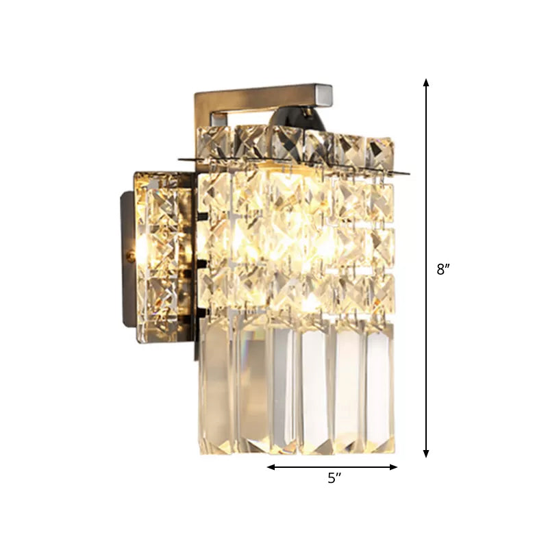 Azura | Rectangular wall lamp crystal block wall sconce in chrome with crystal rod draping