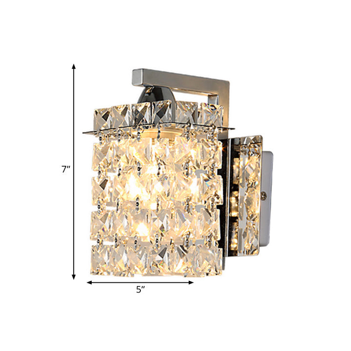 Azura | Rectangular wall lamp crystal block wall sconce in chrome with crystal rod draping
