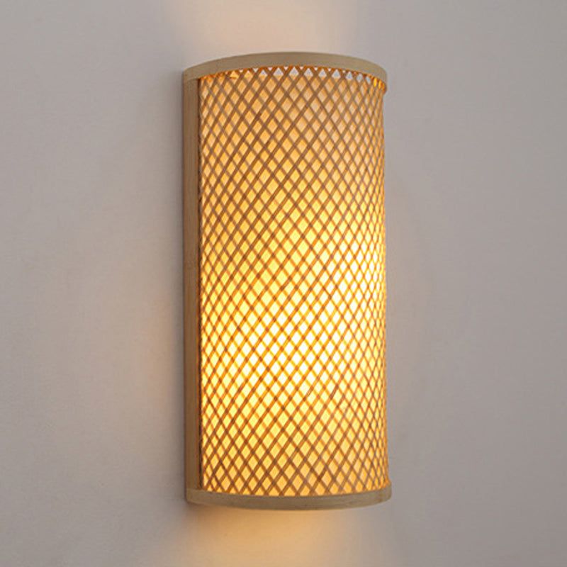 Azura | Half-cylindrical wall lamp for flush mounting Minimalist bamboo 1 head hallway wall light in beige
