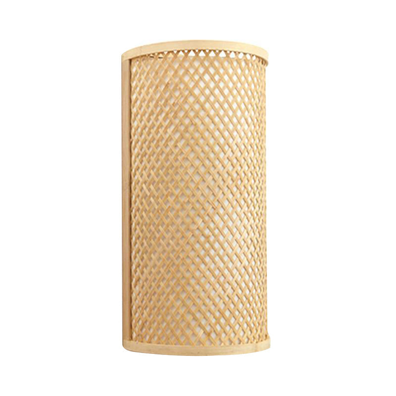 Azura | Half-cylindrical wall lamp for flush mounting Minimalist bamboo 1 head hallway wall light in beige