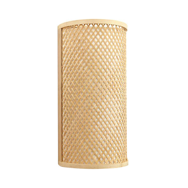 Azura | Half-cylindrical wall lamp for flush mounting Minimalist bamboo 1 head hallway wall light in beige