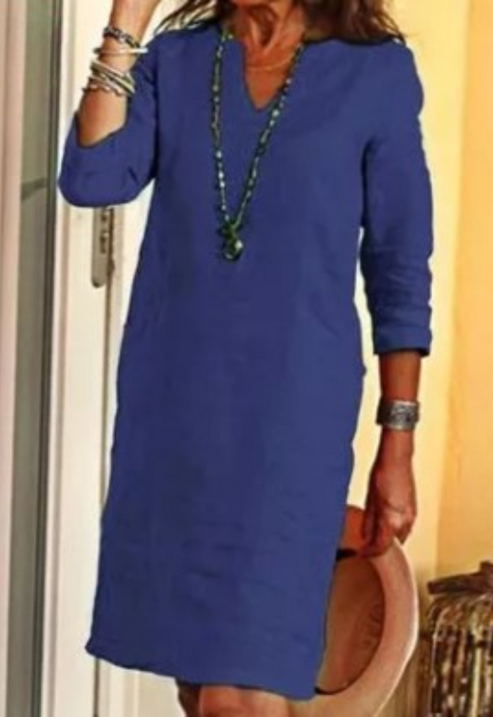 Elvy™ - Sleek V-Neck Dress
