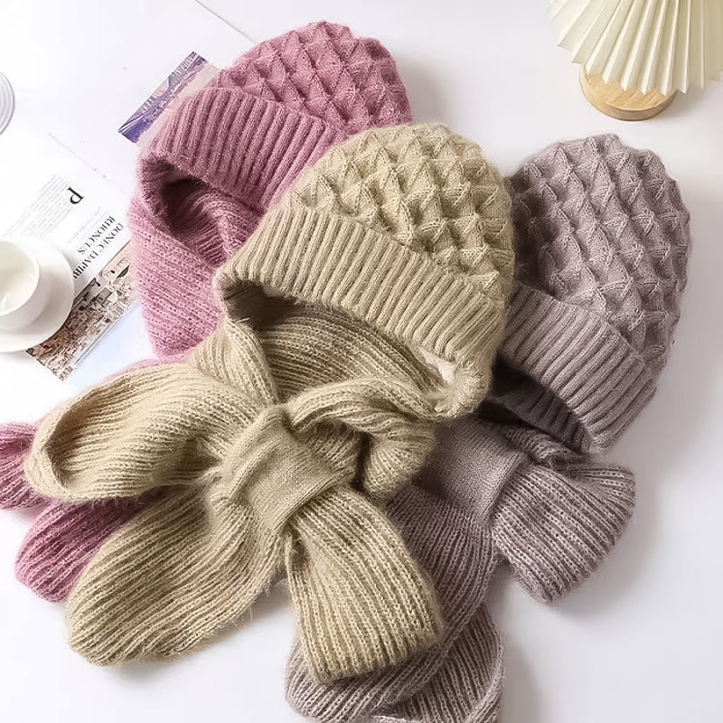 Fleece-Lined Windproof Hat & Scarf with Integrated Ear Protection