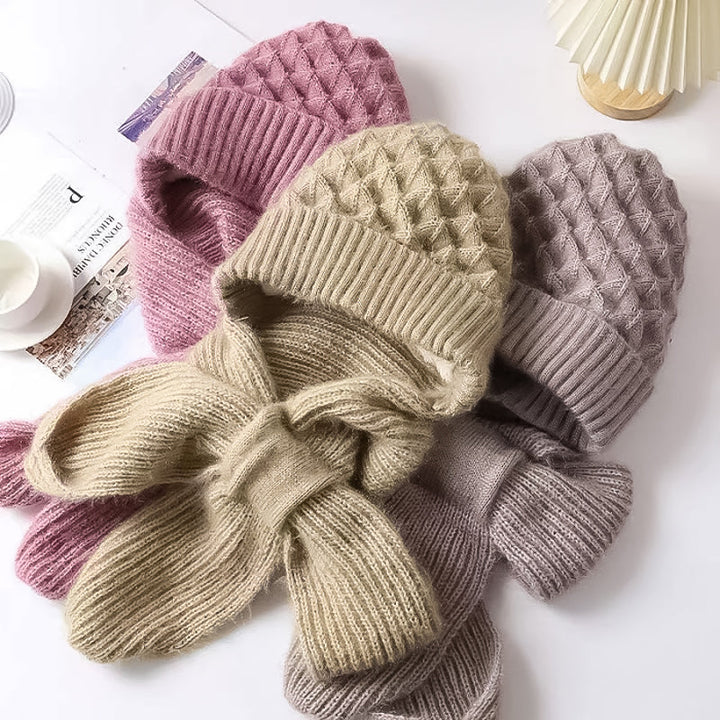 Fleece-Lined Windproof Hat & Scarf with Integrated Ear Protection