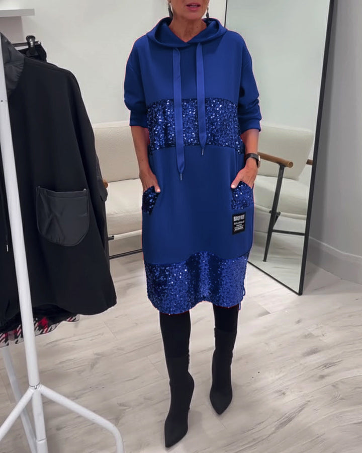 Mansherry - Trendy Patchwork Hooded Dress