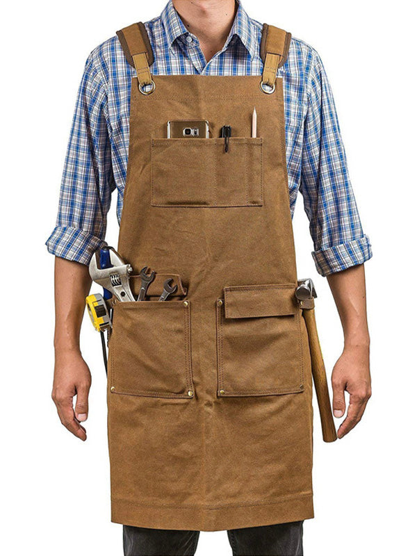 Durable Work Apron Made from Waxed Canvas
