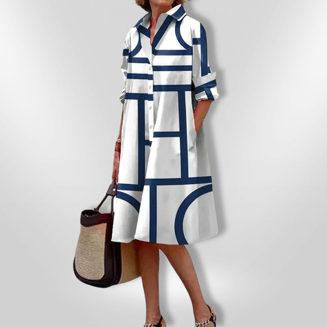 Helena | Midi Dress with Geometric Pattern