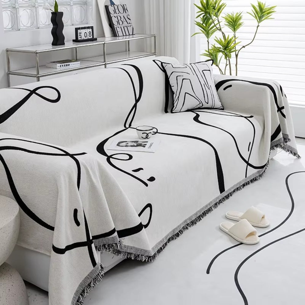 BowLift | Abstract Line Reversible Chenille Sofa Cover
