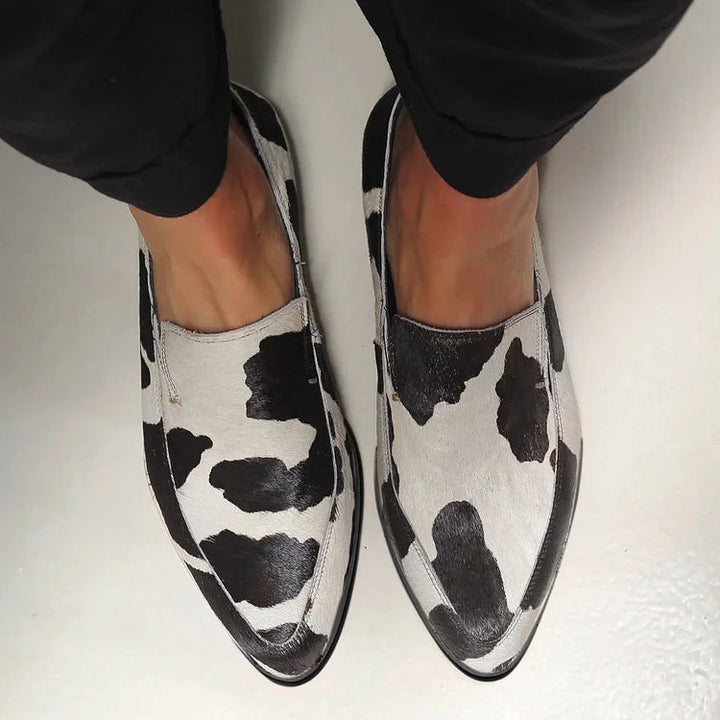 Becca | Cow Print Slip-Ons