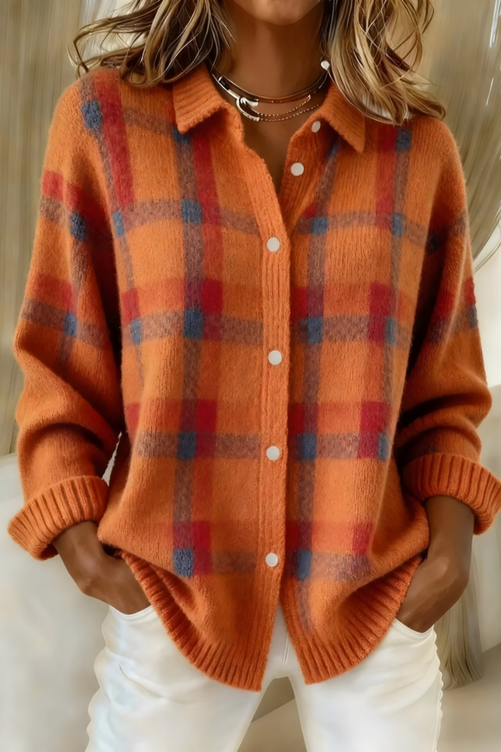 Anna™ | Soft Knitted, Checkered Cardigan