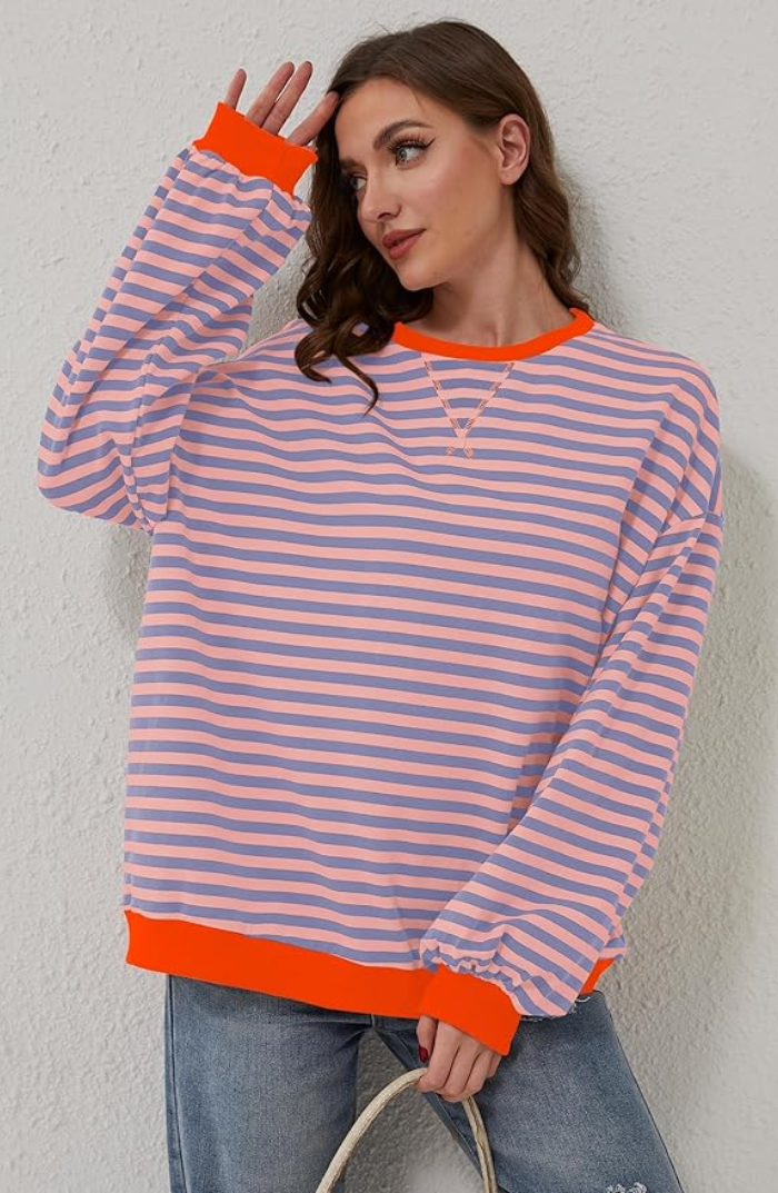 MIKAELA – LAIDBACK STRIPED SWEATER