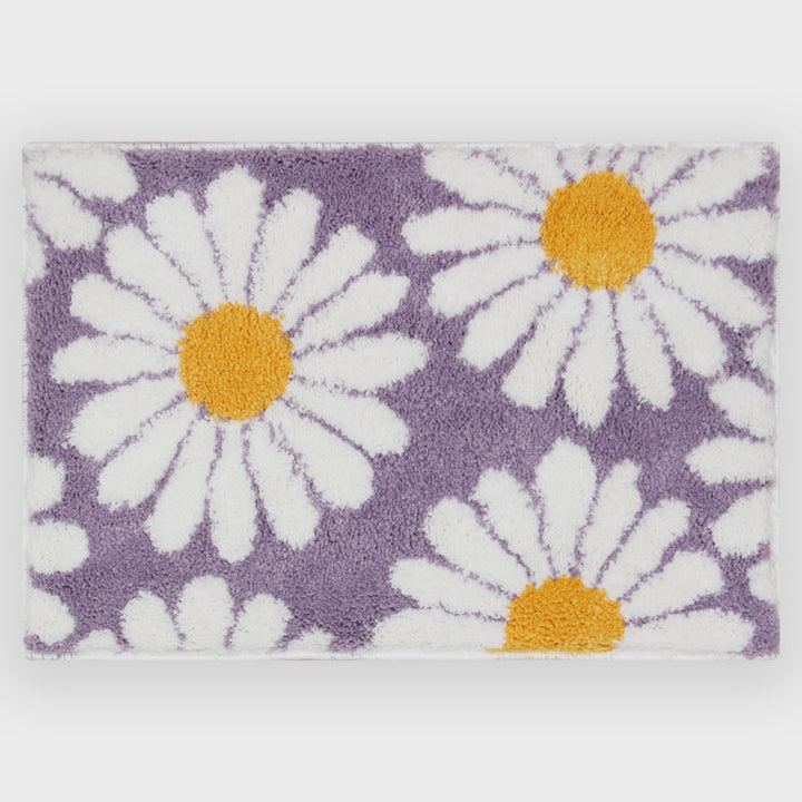 BowLift | Feblilac Sweet Daisy Bath Mat, Purple Flower Carpet Bathroom
