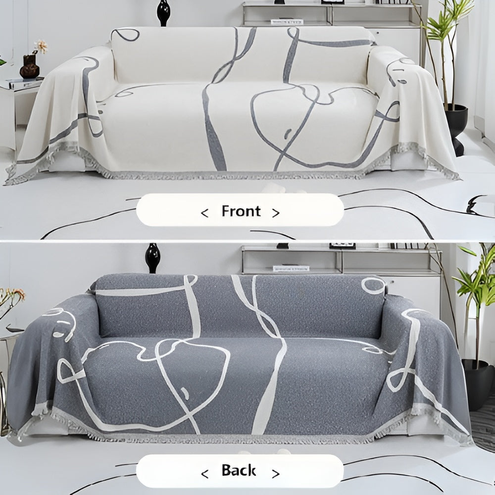 BowLift | Abstract Line Reversible Chenille Sofa Cover