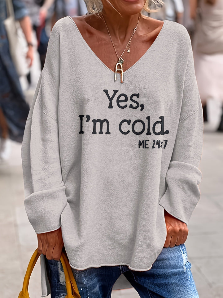 Katey - Casual Long Sleeve Sweater With Print