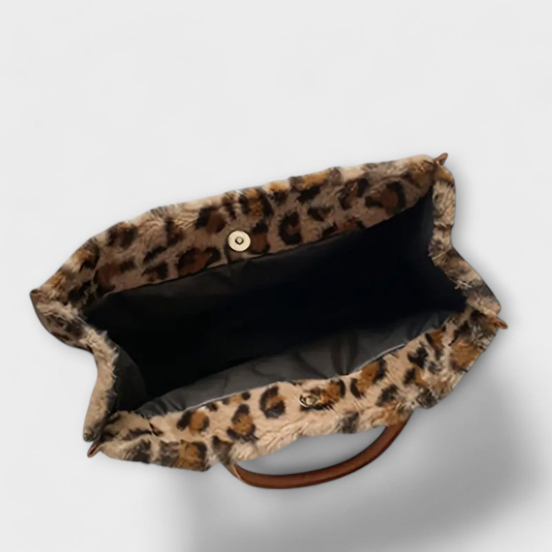 Chic Leopard Print Plush Tote