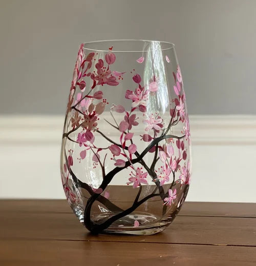 Azura | Hand Painted Four Seasons Tree Wine Glasses | Unique Art