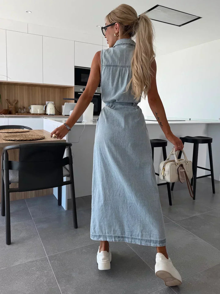Maxi Denim Dress - Fluid and Timeless Cut