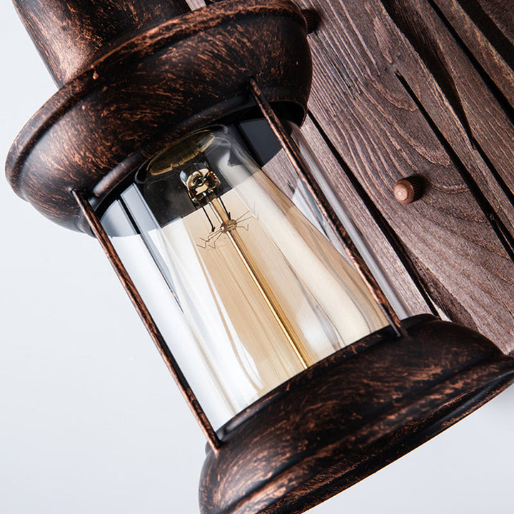 Azura | Industrial Lantern Wall Mount Light 1-Light Iron Wall Light with Clear Glass Shade for Restaurant