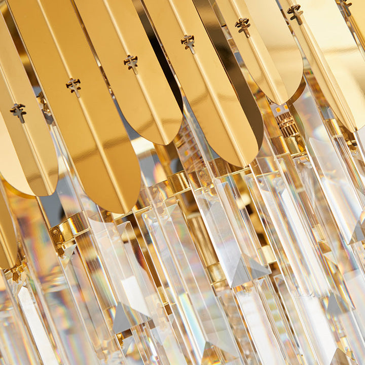 Azura | Stacked Wall Light Modernist Metal 1 Light Brass Wall Lamp with Clear Crystal Block for Nightstand