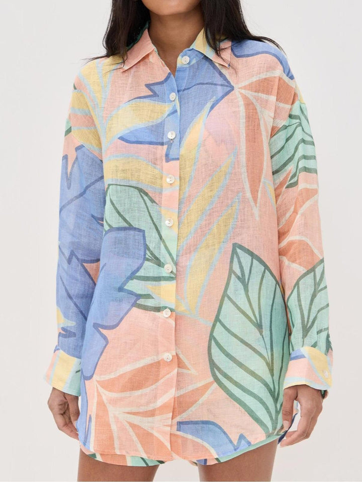Amandine | Tropical Leaf Printed Short Set