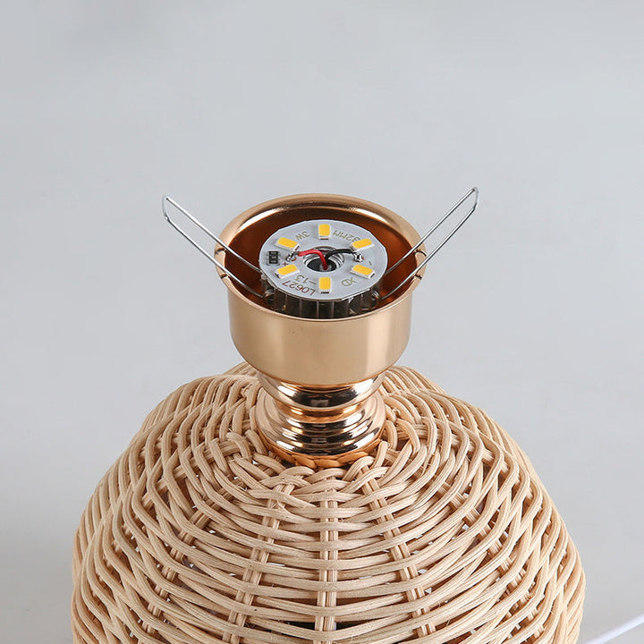 BowLift | RattaLume Nordic LED Table Lamp | Woven Rattan & Foldable Fabric Shade | Mood Light | Decor for the Bedroom