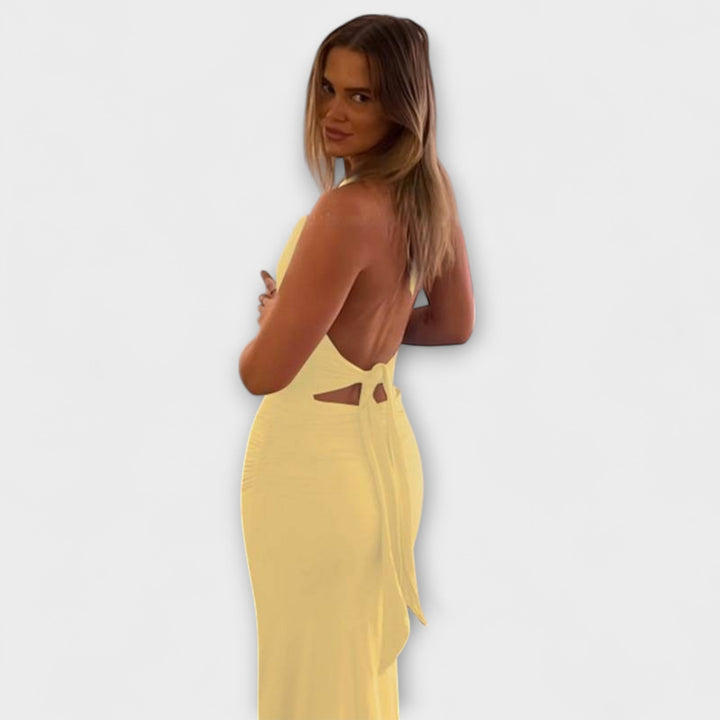 Refined Backless Halter Neck Evening Dress