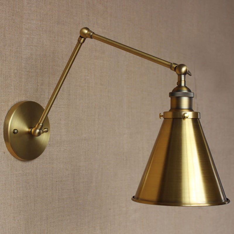 Azura | Cone-shaped Shade Iron Wall Mount Light Antique 1 Bulb Bedroom Wall Lighting Fixture