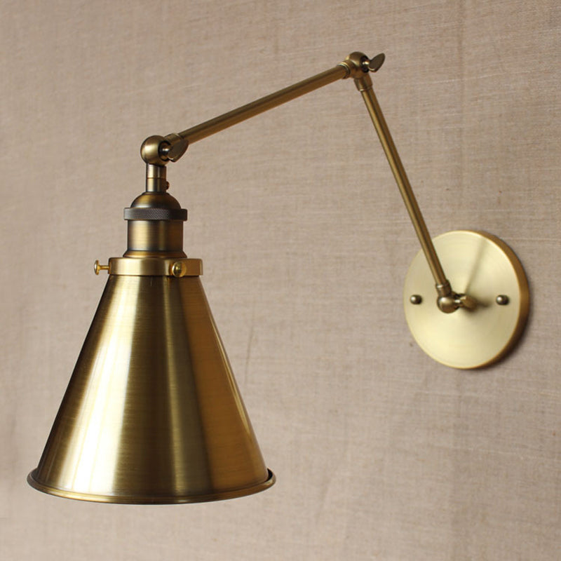 Azura | Cone-shaped Shade Iron Wall Mount Light Antique 1 Bulb Bedroom Wall Lighting Fixture
