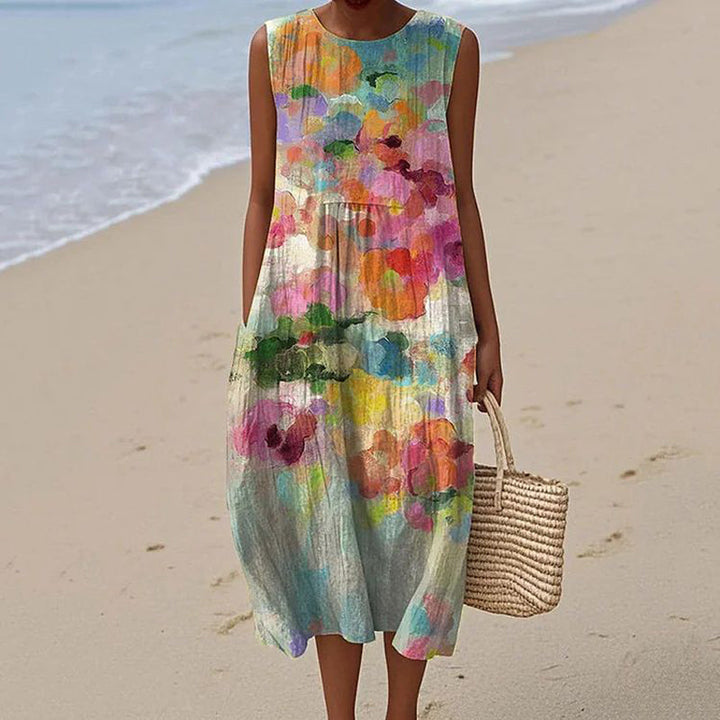 THANYA – BREEZY WATERCOLOR MIDI DRESS