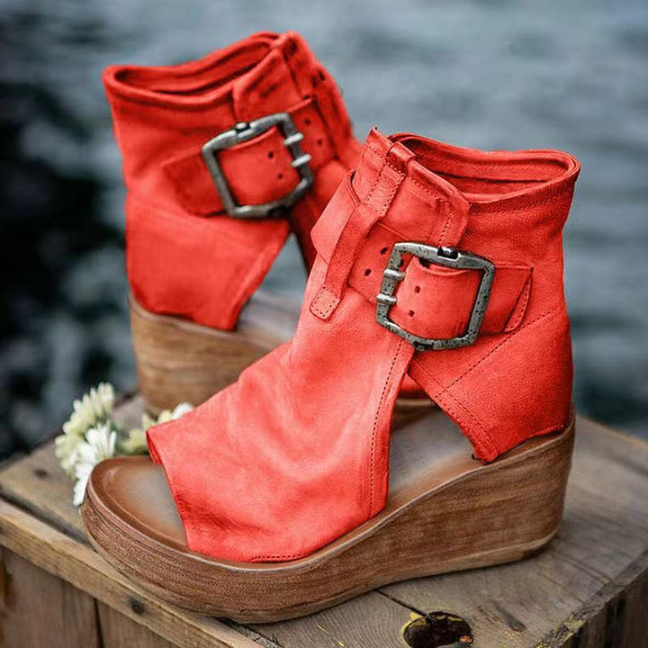 Ariana™ - Bold Buckle Wedge Sandals
