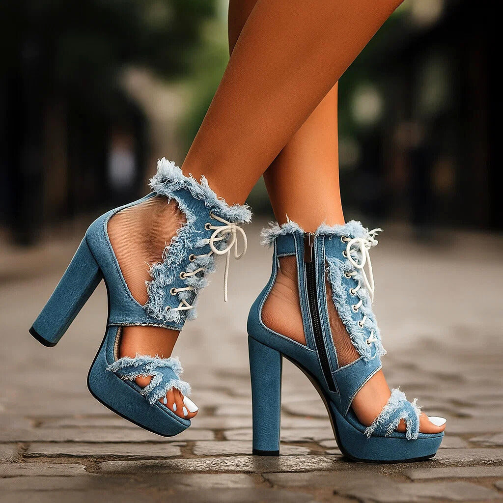 AMELIA MONTROSE DENIM HEELS
