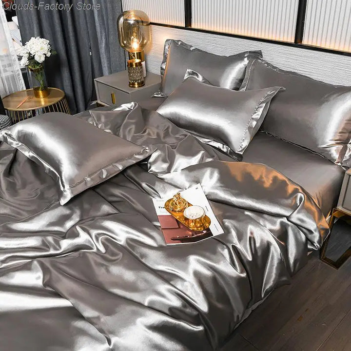 BowLift | Luxury Solid Satin Duvet Cover - SilkSerenity