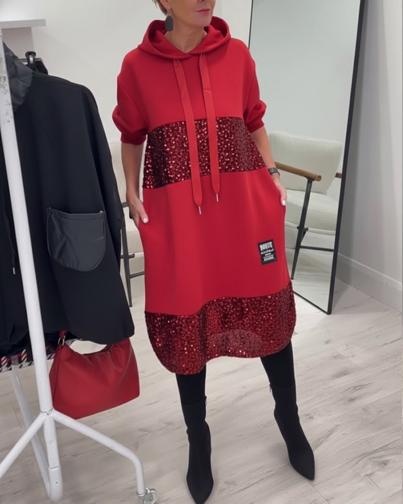 Mansherry - Trendy Patchwork Hooded Dress
