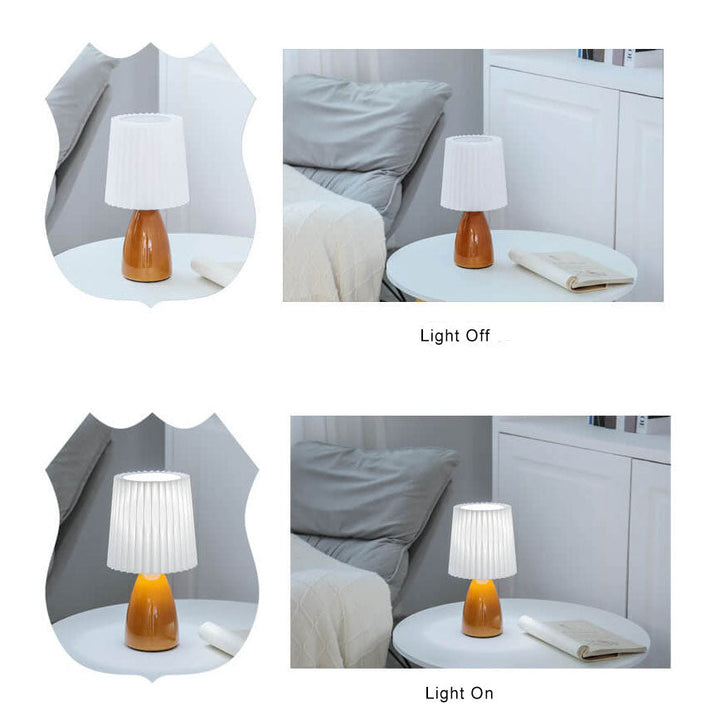 BowLift | Scandinavian Retro Table Lamp with Pleated Shade and Glass Base