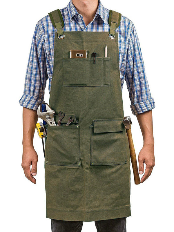 Durable Work Apron Made from Waxed Canvas