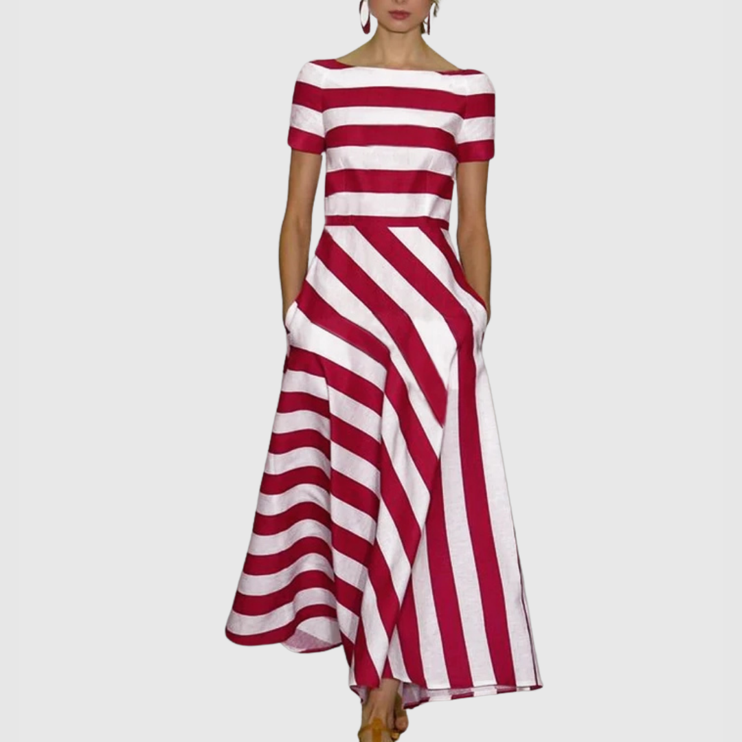 Madeline - Vonda Striped Off-Shoulder Maxi Dress