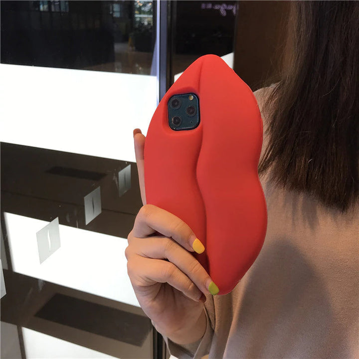 Azura | 3D Big Red Lip Mouth Kiss Soft Silicone Shoulder Iphone Cases