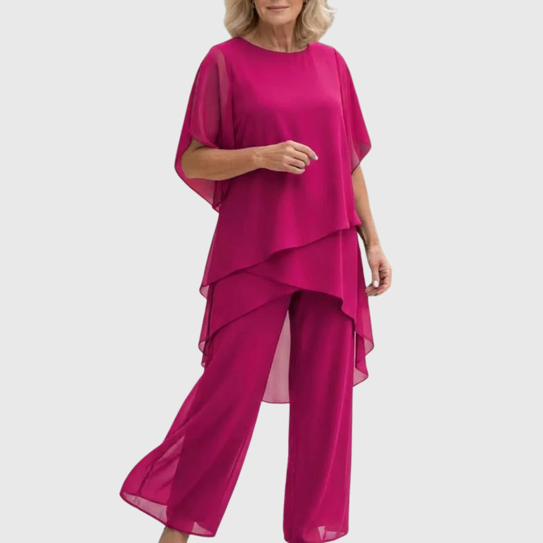 Linda | Suit with draped palazzo pants