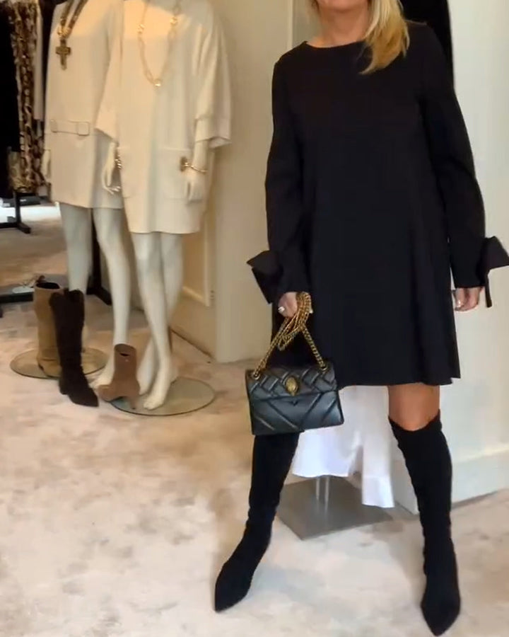 NIA – ELEGANT BOW-SLEEVE MINI DRESS
