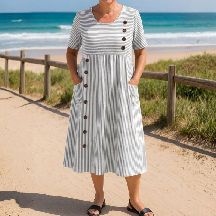 Summer Striped Dress - Flowing and Elegant Cut