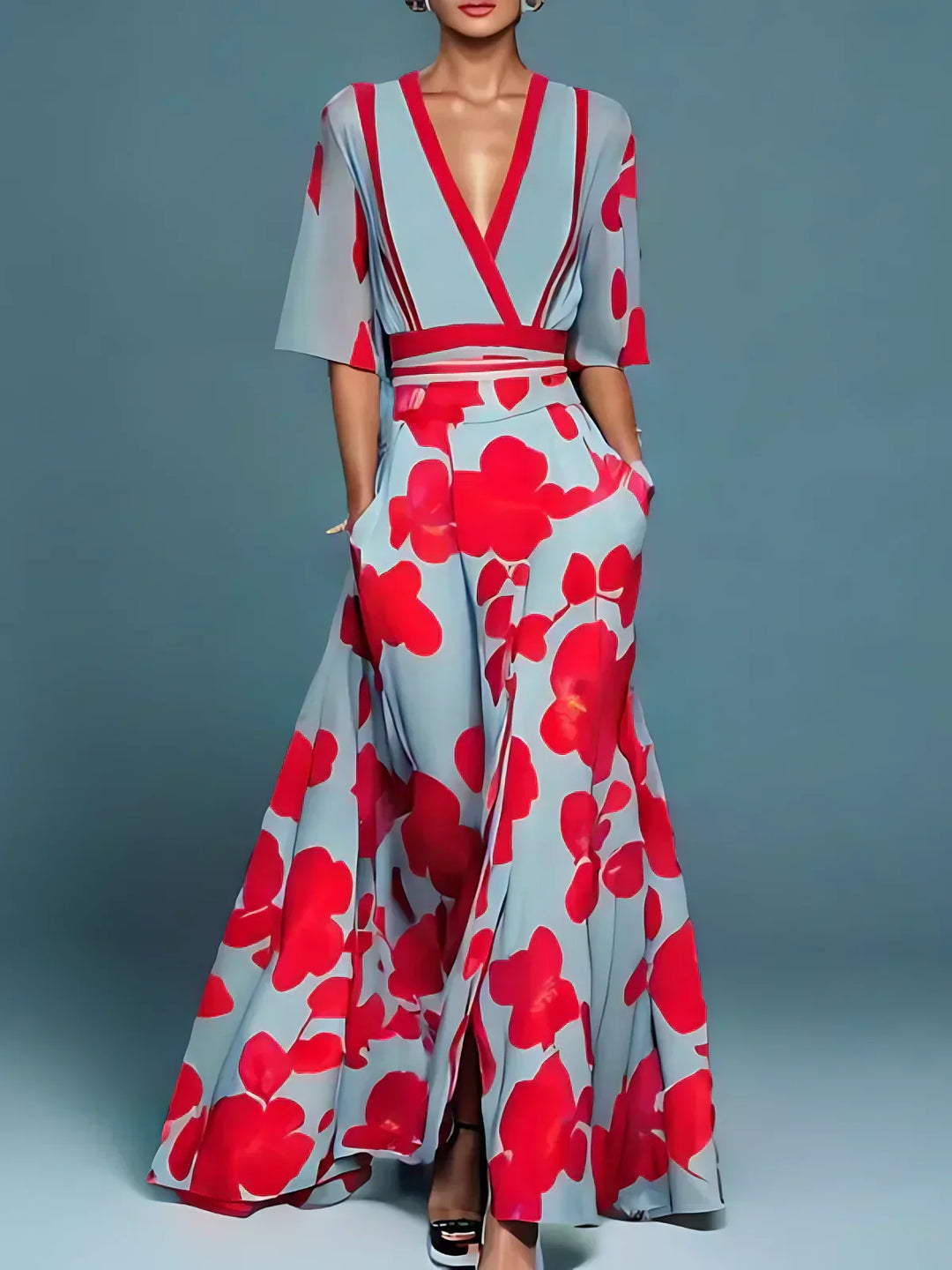 Evie - Elegant Dress With Flower Pattern