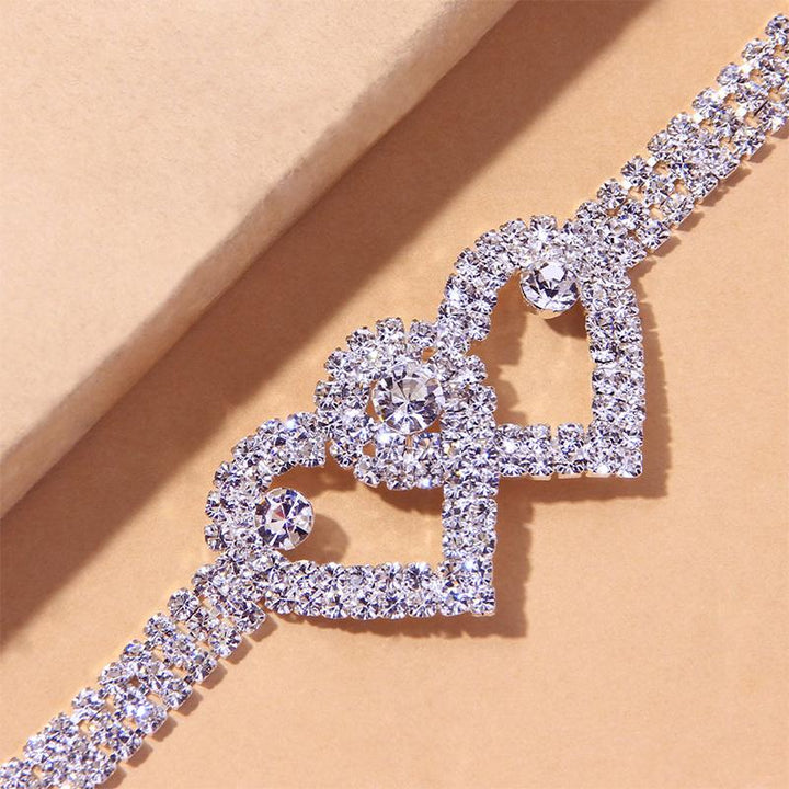 Azura | Fashion Rhinestone Double Heart Anklet