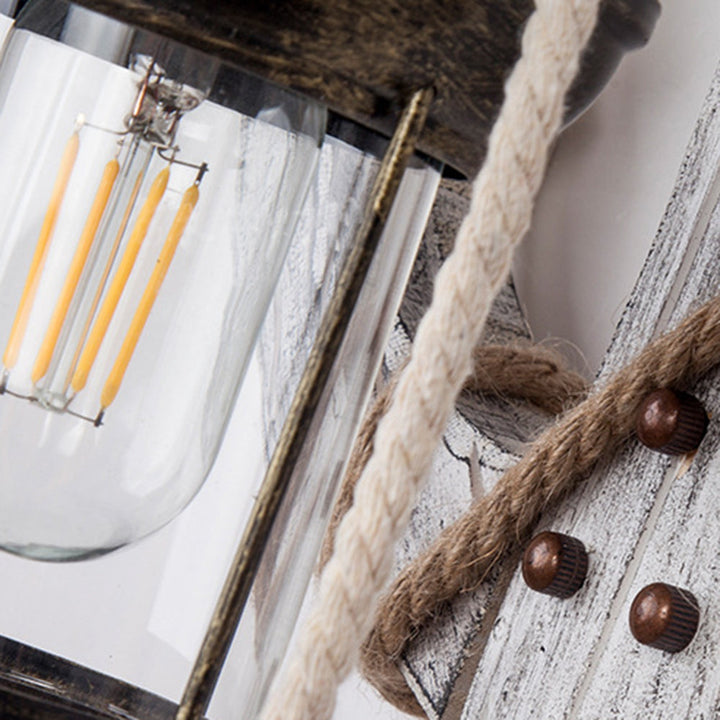 BowLift | Vintage Anchor LED Wall Light - Industrial Metal & Wood for Dining Room/Living Room