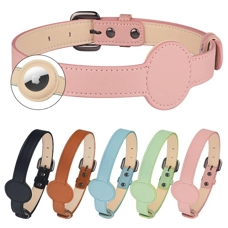 Edouard Collar – Luxe Dog Collar with Airtag Azura