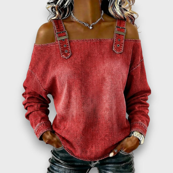 Elama – Off-Shoulder Denim Top