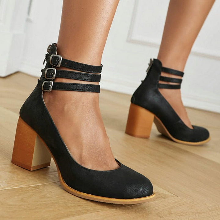 Ariana |  Triple Buckle Heels