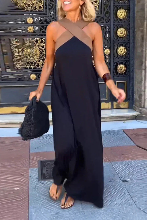 CARYS – WOMEN'S CROSS BACKLESS SLEEVELESS DRESS